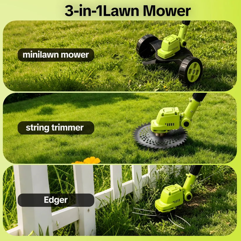 🌿3-in-1 Cordless Lawn Mowerwith 2x21V Batteries, GermanQuality Lightweight GrassTrimmer & Edger for Small toMedium Gardens