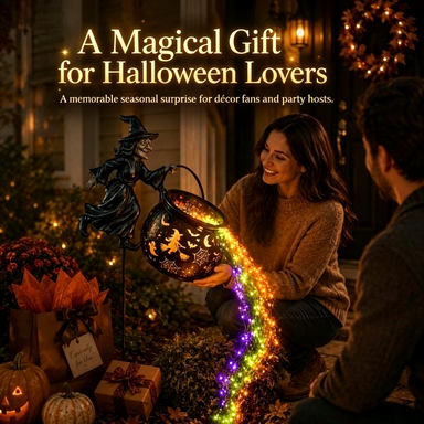 🧙♀️ Solar Witch Cauldron Garden Light