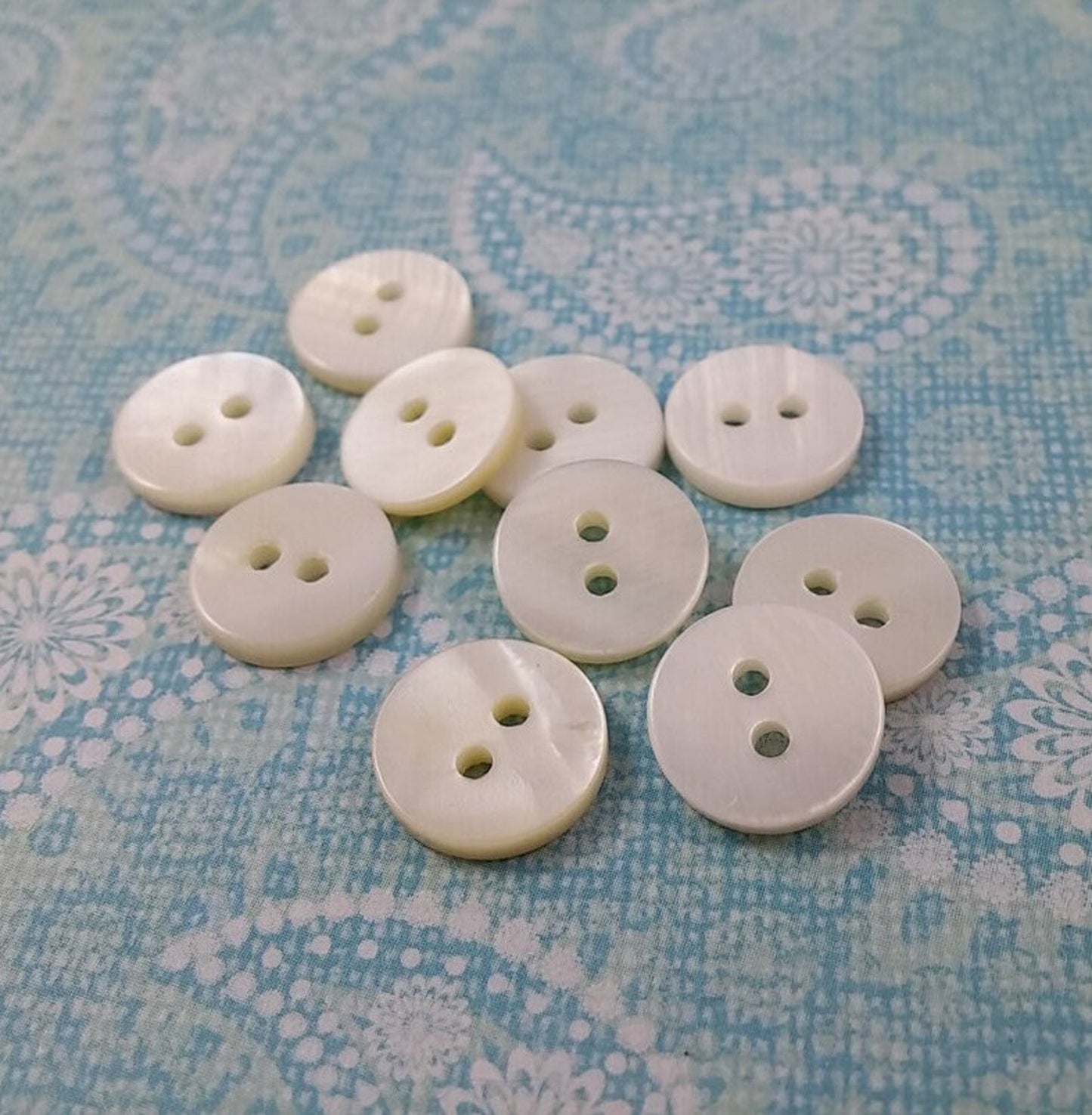 Mother of Pearl Shell Buttons 11mm, Small natural shell sewing buttons, 2 holes white shirt buttons