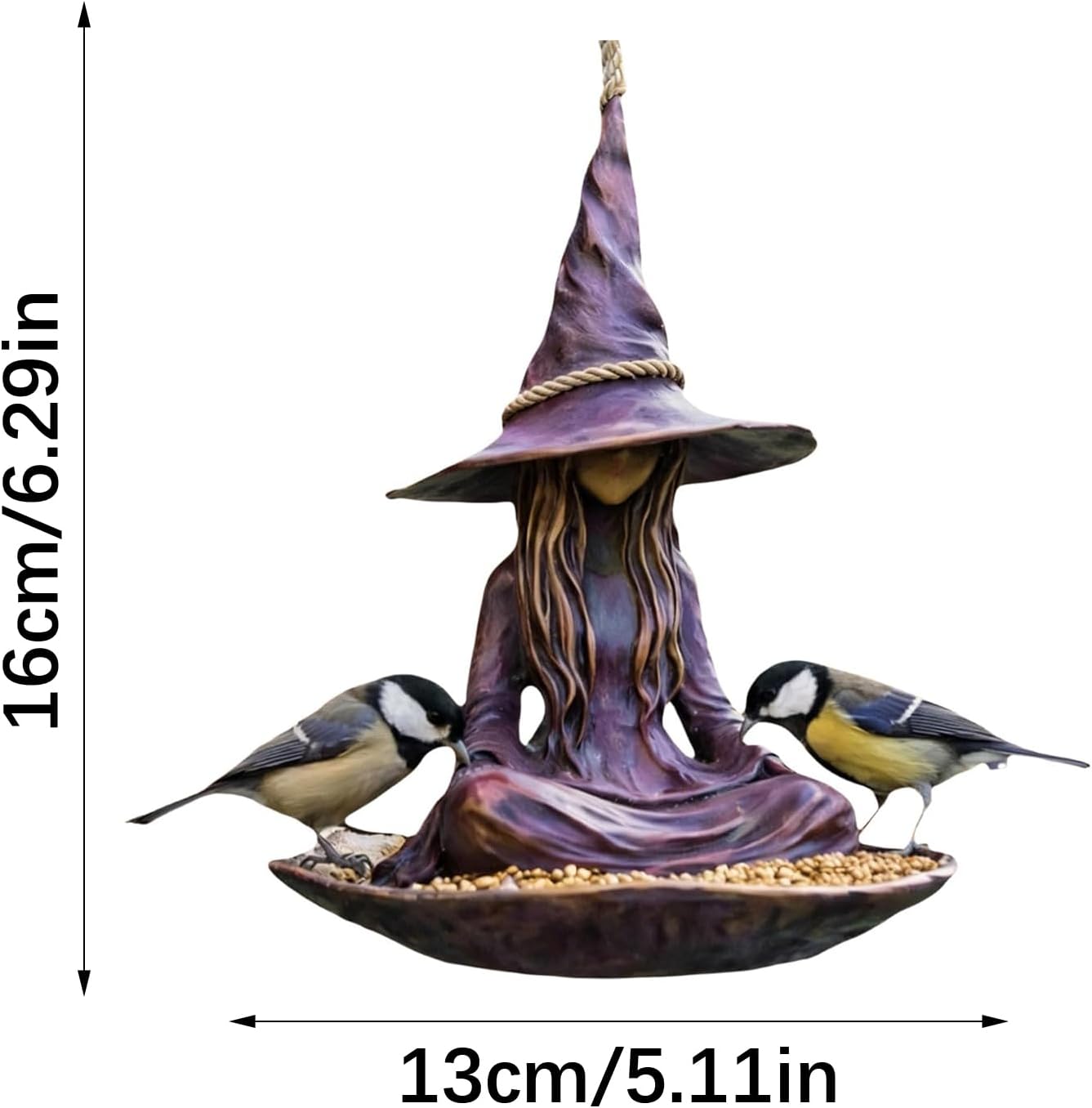 🦋 Witch‑Shaped Bird Feeder – Weatherproof Resin Statue for Garden, Patio, Balcony
