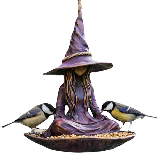 🦋 Witch‑Shaped Bird Feeder – Weatherproof Resin Statue for Garden, Patio, Balcony