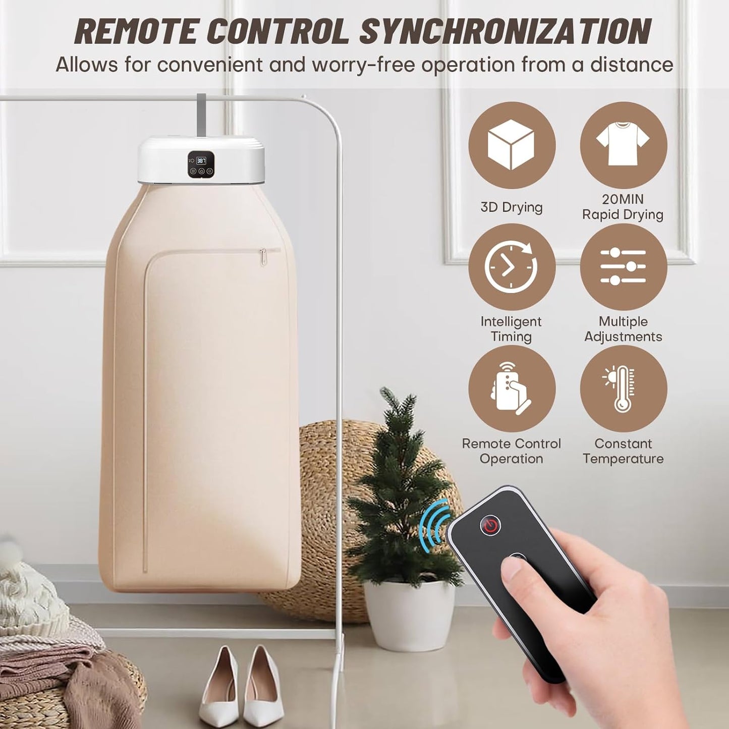 👕 Portable Foldable Clothes Dryer – Compact, Remote‑Controlled, with UV Hygiene – Ideal for Travel & Small Spaces
