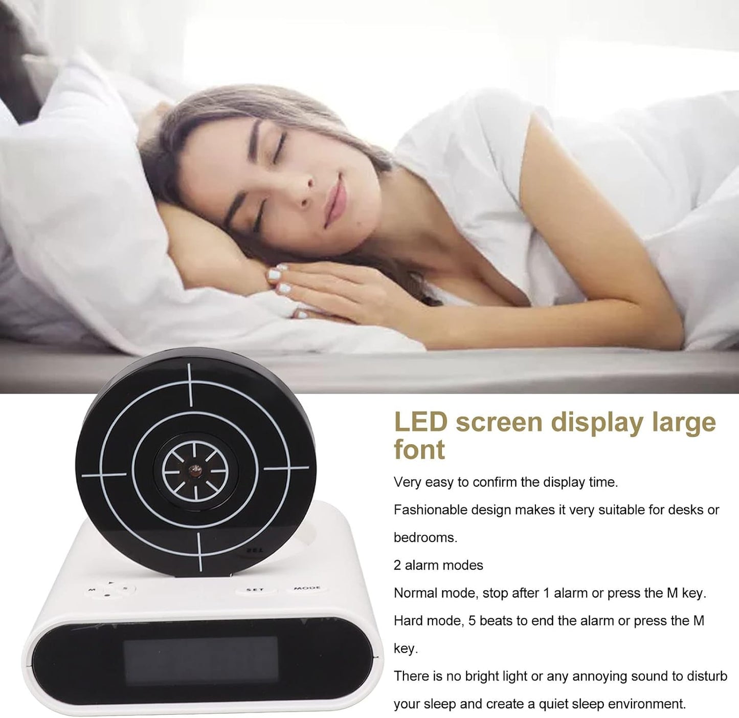 🎯Interactive Digital Target Alarm Clock – LED Display with Custom Ringtones & 2 Playful Alarm Modes