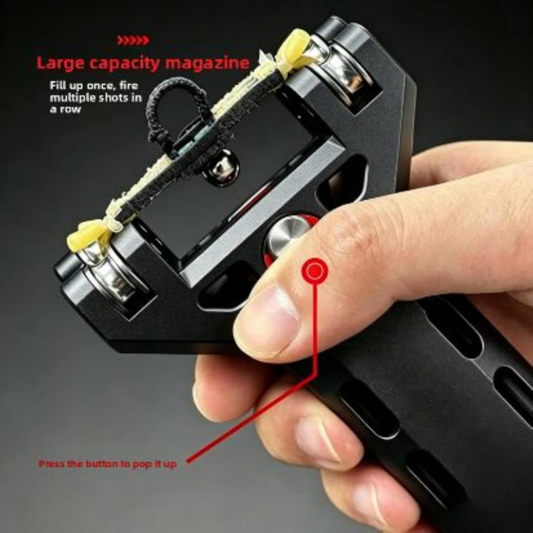 🎯 Rapid‑Fire Automatic Slingshot – Detachable Magazine, Semi‑Auto Mode, Precision Accuracy