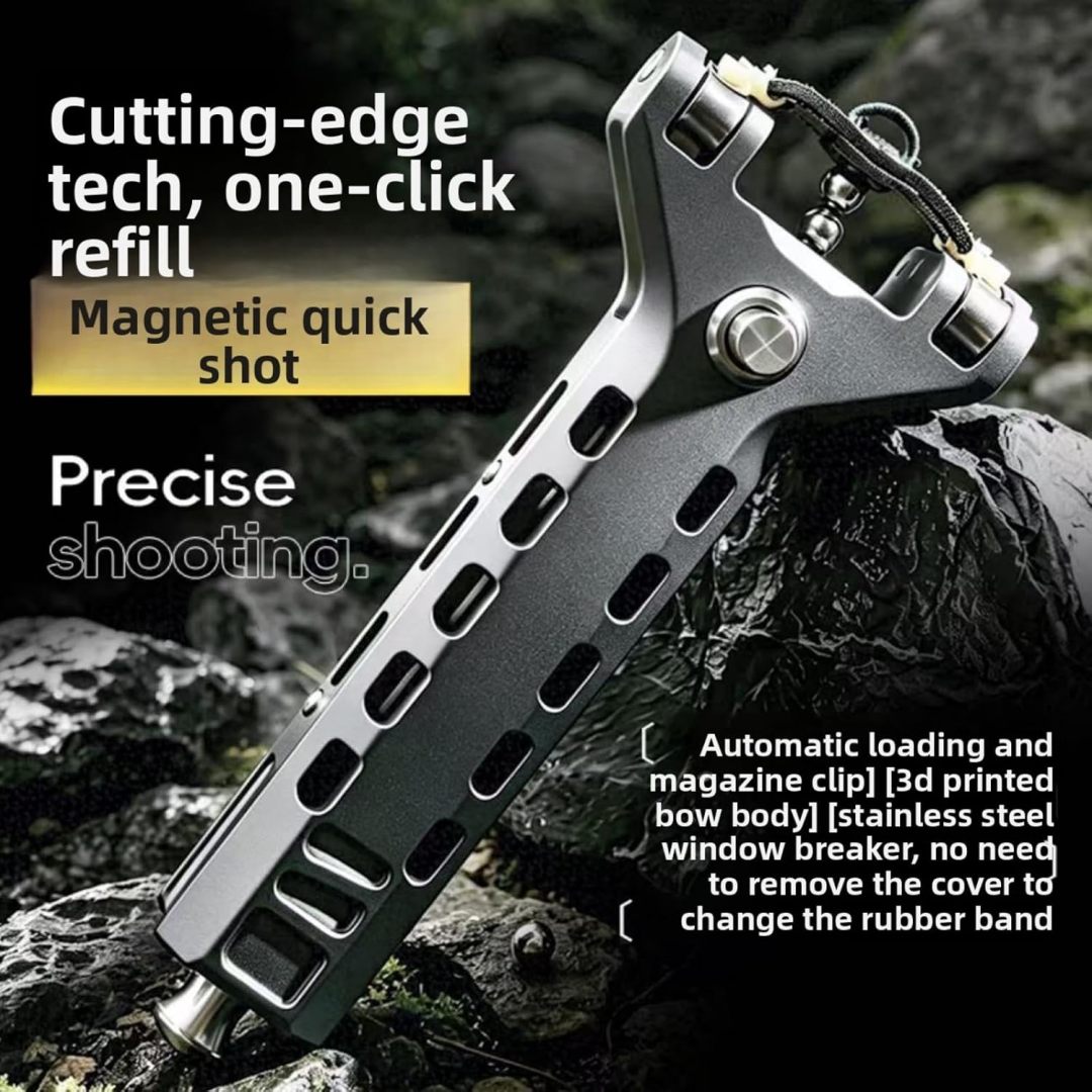 🎯 Rapid‑Fire Automatic Slingshot – Detachable Magazine, Semi‑Auto Mode, Precision Accuracy