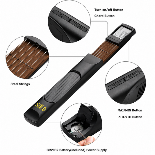 🎸 Guitar Chord Trainer –  Real Steel Strings, Compact & Portable