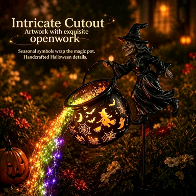 🧙‍♀️ Solar Witch Cauldron Garden Light