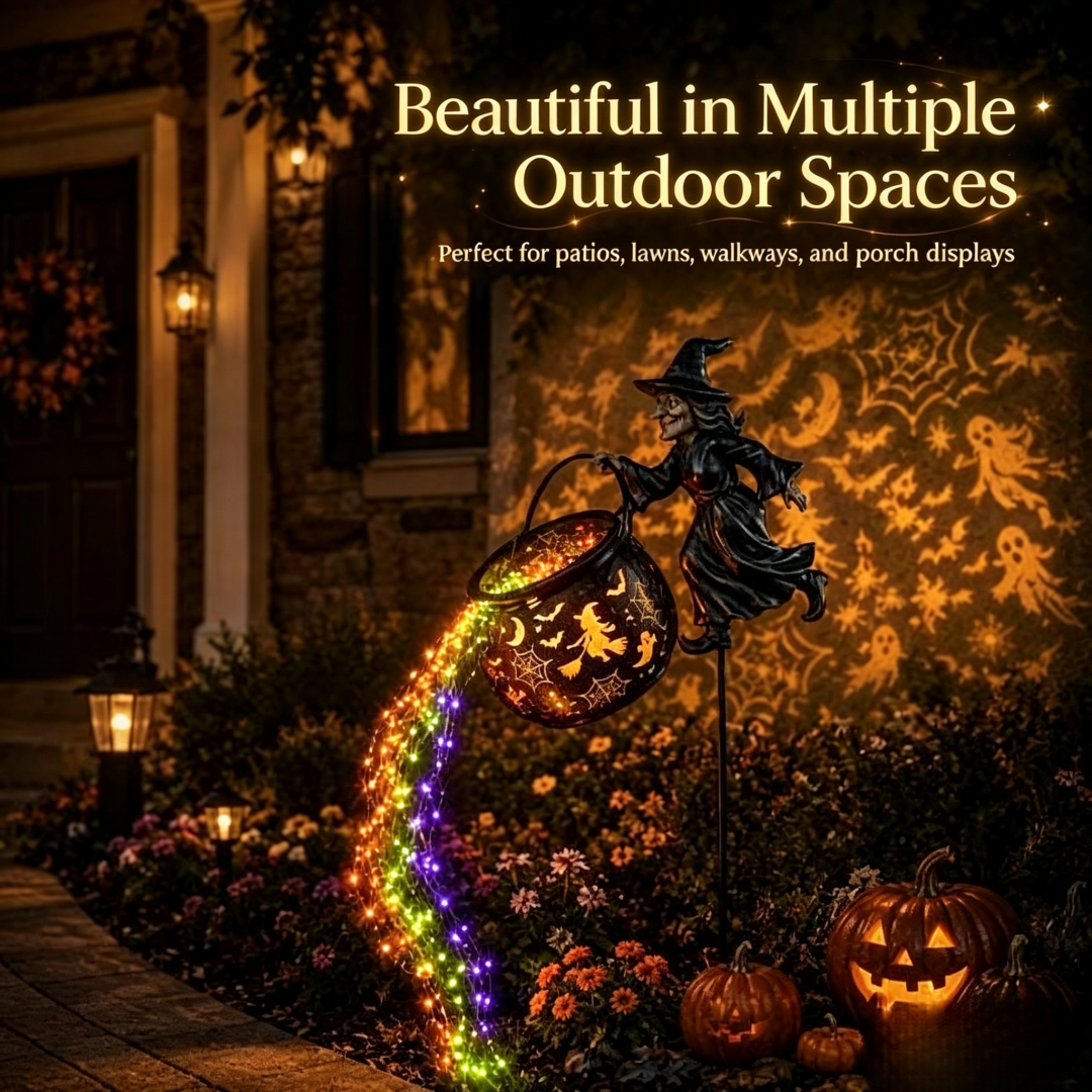 🧙‍♀️ Solar Witch Cauldron Garden Light