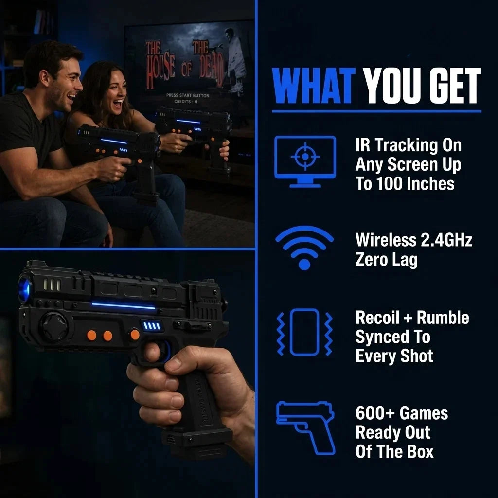 🔫 Wireless Arcade Light Gun – Instant Action, Zero Wires