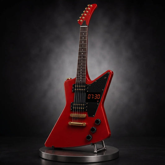 🎸 Guitar-Shaped Alarm Clock – Loud Riffs, LED Lights, Rechargeable & Ready to Rock Your Mornings
