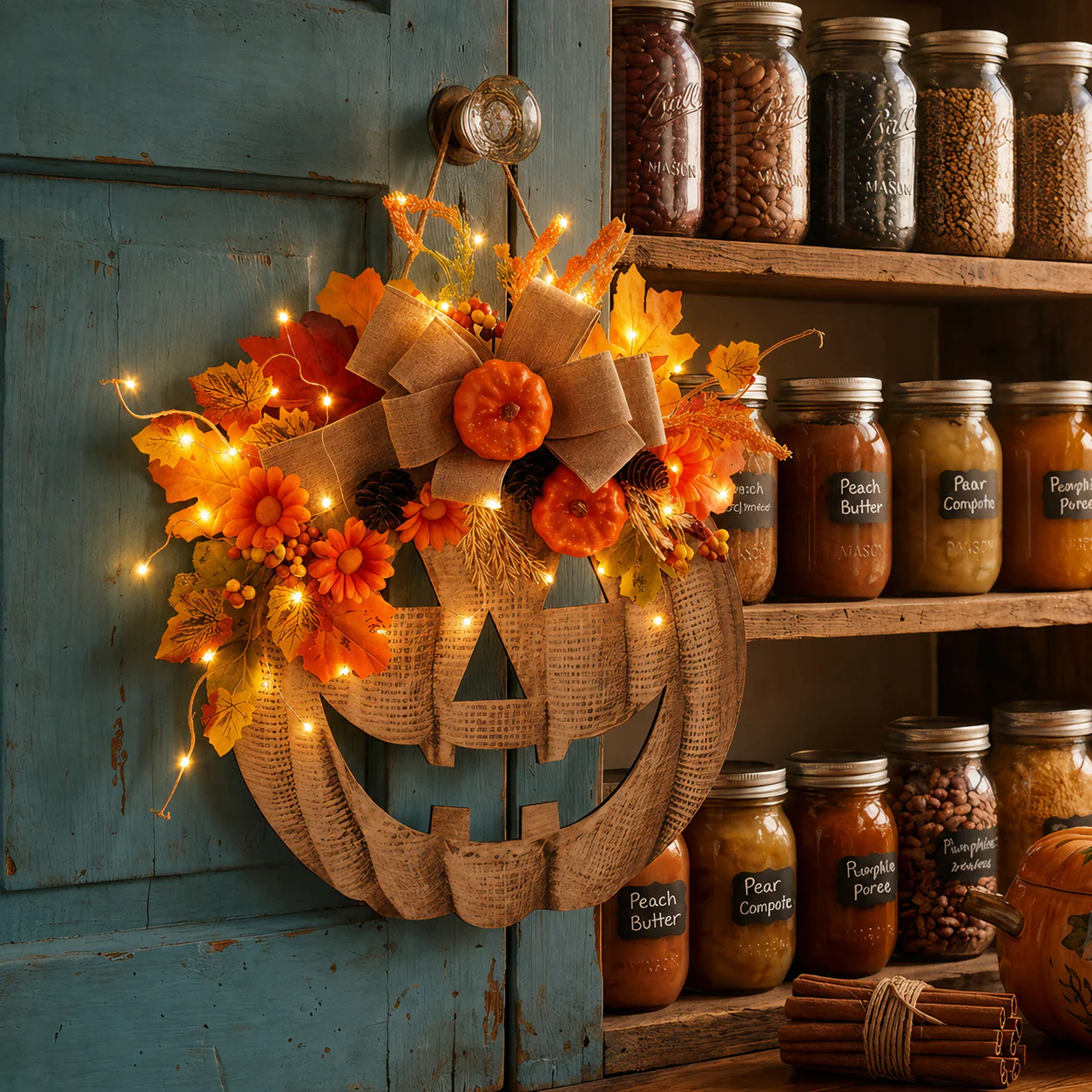 🎃 Lighted Pumpkin Wreath